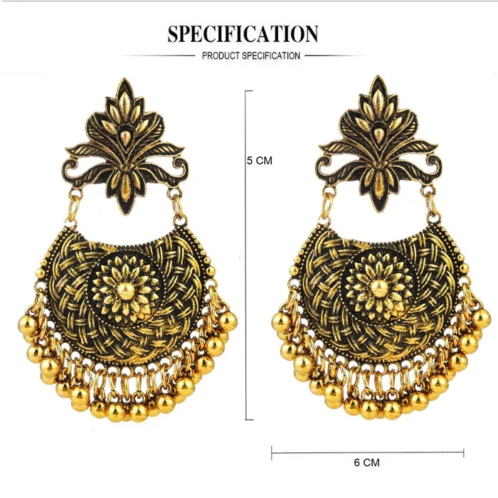 Yellow Chimes Artistic Braid Craft Stylish Oxidised Chandbali Earrings For Women Girls Yellow Chimes Earrings