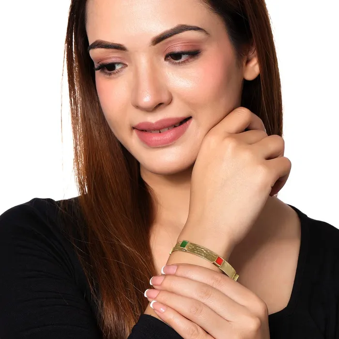 Yellow Chimes Bracelet for Women and Girls Cuff Kadaa Bracelets Gold Plated Multicolor Stone Studded Hand Cuff Kadaa Bracelet Birthday Gift For girls and women Anniversary Gift for Wife Yellow Chimes Necklaces
