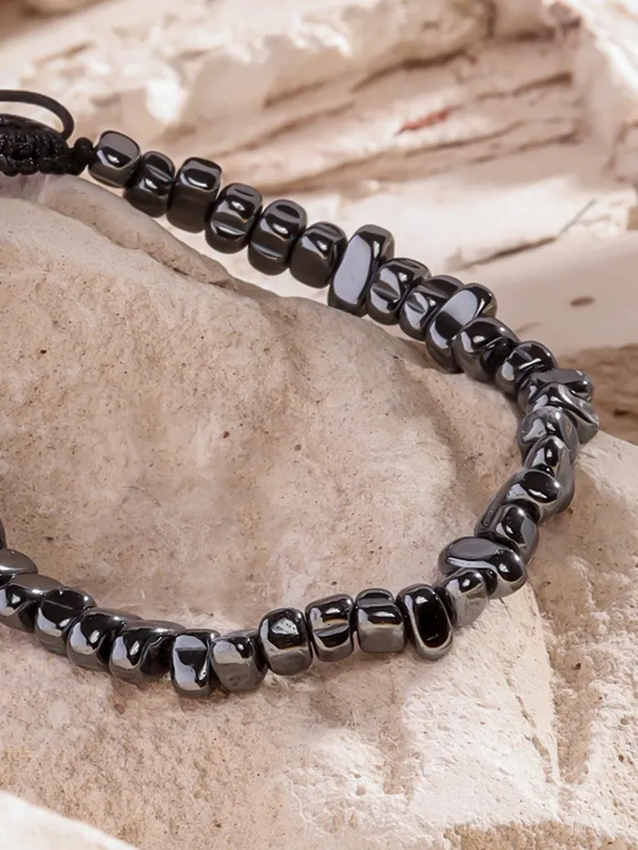 Yellow Chimes Bracelets Beads Bracelet Adjustable Iron Gallstone Bracelet for Men Stylish Accessory Black One Size