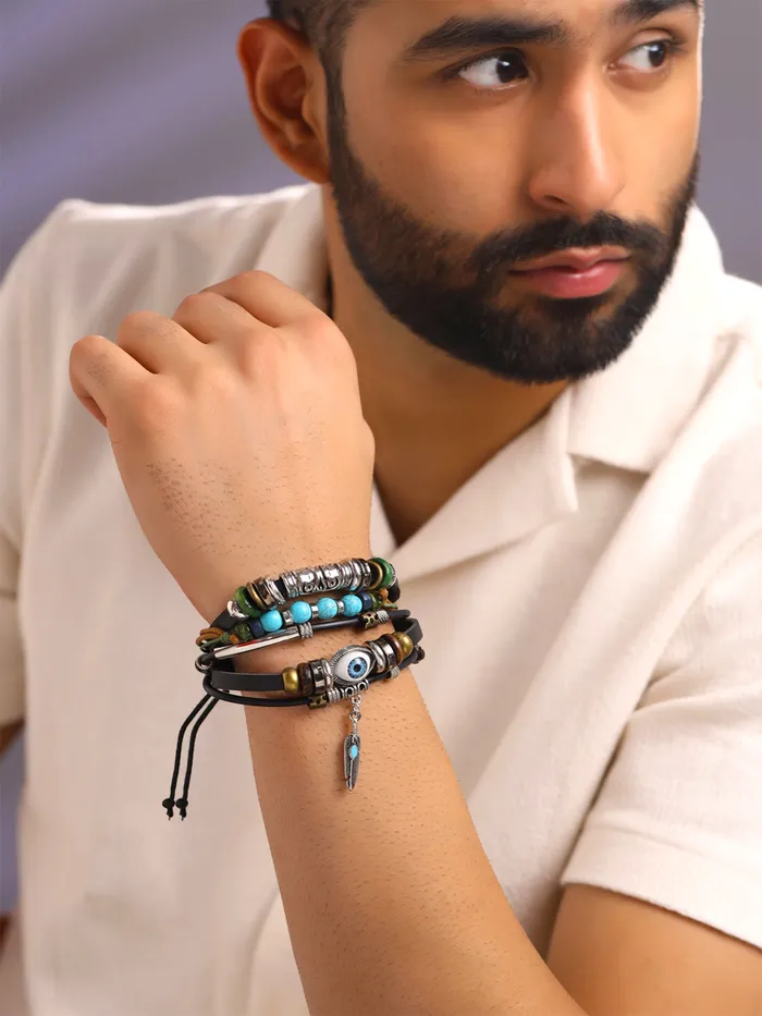 Yellow Chimes Bracelets for Girls and Boys Leather Bracelet for Girls and Boys Leather Silicon Wristband for Boys Accessories Jewellery for Unisex Birthday Gift for Girls and Boys Design 16 Yellow Chimes Rings