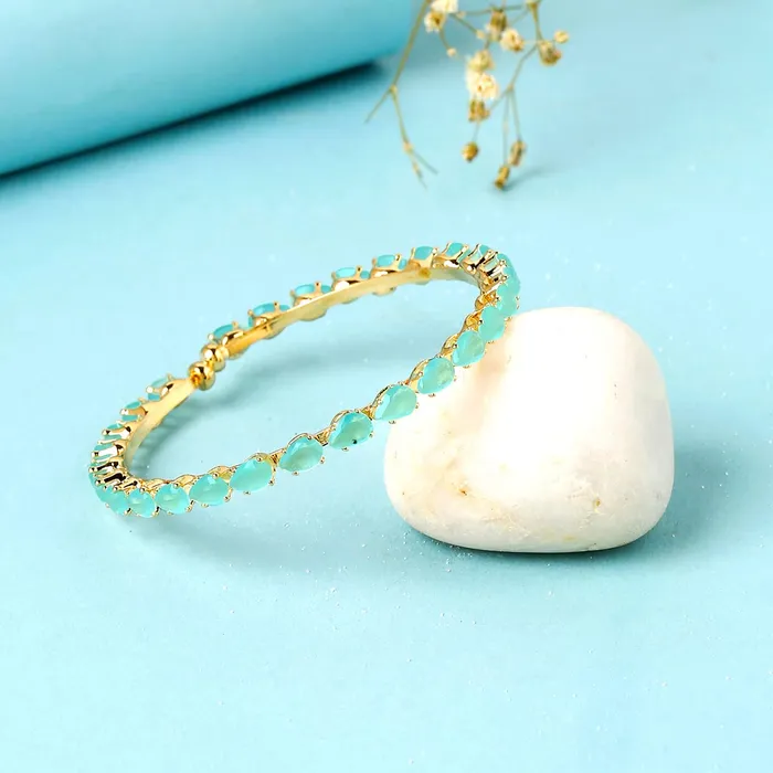 Yellow Chimes Bracelets Yellow Chimes Bracelet for Women and Girls Green Crystal Cuff Kada Bracelets for Women Girls Gold Plated Hand Cuff Kada Bracelet Birthday Gift For girls women Anniversary Gift for Wife