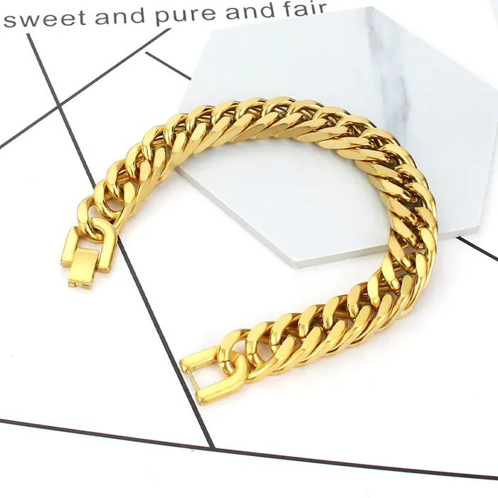 Yellow Chimes Bracelets Yellow Chimes Bracelets for Men and Boys Fashion Gold Bracelet for Men Gold Plated Stainless Steel Curb Chain Bracelet for Men Birthday Gift for Men and Boys Anniversary Gift for Husband