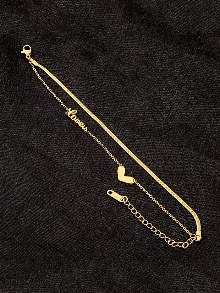 Yellow Chimes Bracelets Yellow Chimes Chain Bracelet for Women GoldPlated 2 Layered Stainless Steel Heart Charm Love Bracelet For Women and Girls