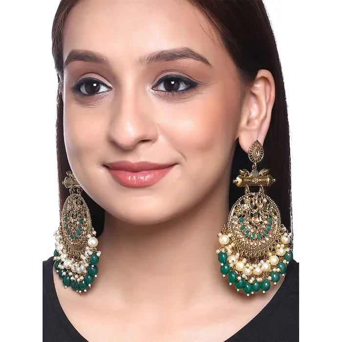 Yellow Chimes Bracelets Yellow Chimes Earrings for Women and Girls Kundan Earrings Danglers Earrings for Women Gold Plated Peacock Shaped Long Earrings Birthday Gift for girls and women Anniversary Gift for Wife