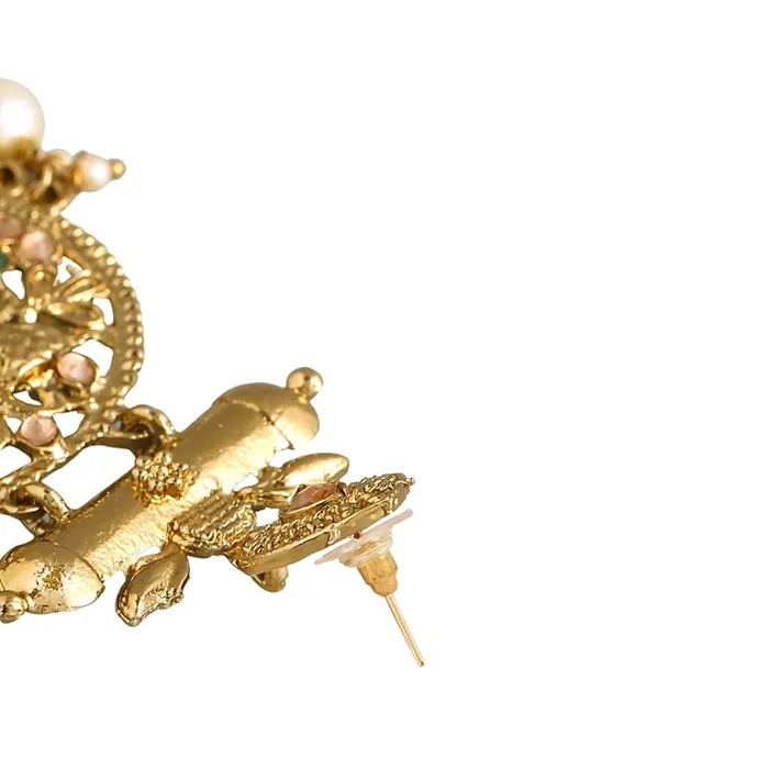 Yellow Chimes Bracelets Yellow Chimes Earrings for Women and Girls Kundan Earrings Danglers Earrings for Women Gold Plated Peacock Shaped Long Earrings Birthday Gift for girls and women Anniversary Gift for Wife