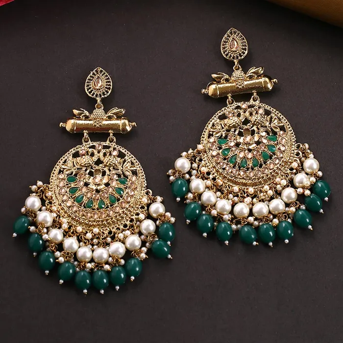Yellow Chimes Bracelets Yellow Chimes Earrings for Women and Girls Kundan Earrings Danglers Earrings for Women Gold Plated Peacock Shaped Long Earrings Birthday Gift for girls and women Anniversary Gift for Wife