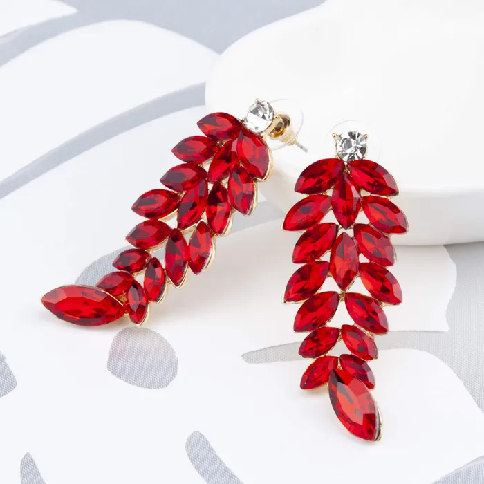 Yellow Chimes Bracelets Yellow Chimes Elegant Gold Plated Leaf Crystal Dangle Earrings for Women and Girls