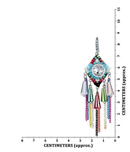 Yellow Chimes Bracelets Yellow Chimes Exclusive Collection Multicolor Silver Plated Base Metal Cubic Zircon Crystal Element Tassel Earrings For Women