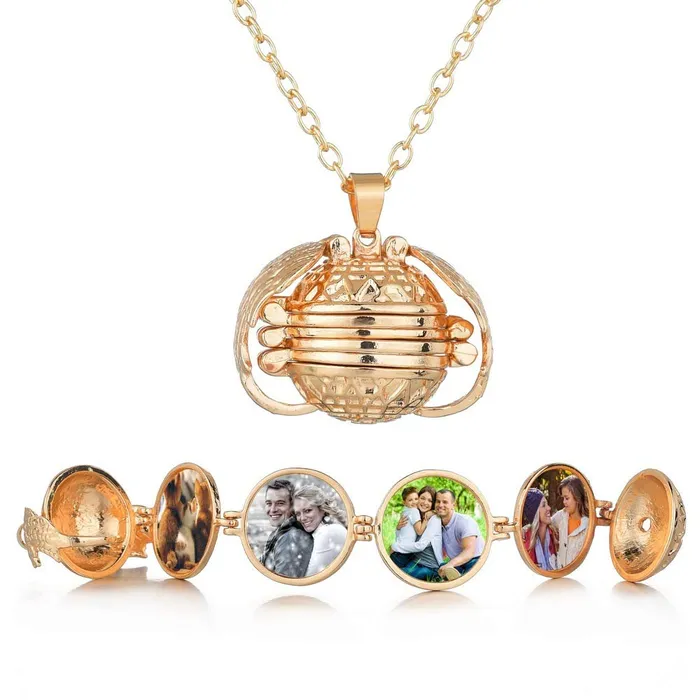 Yellow Chimes Bracelets Yellow Chimes Exclusive Gift Jewelry Angel Wings Expanding Photo Locket Necklace Pendant for Men and Women Gold