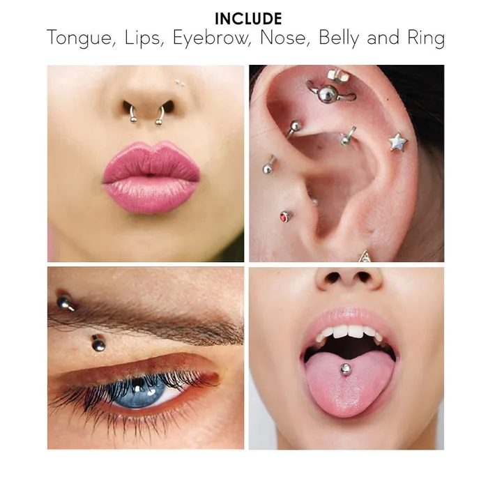 Yellow Chimes Bracelets Yellow Chimes Fashion Silver Earring Set Body Piercing Jewelry Western Stainless Steel Ear Eyebrow Nose Lip Earring Combo Accessories Jewellery