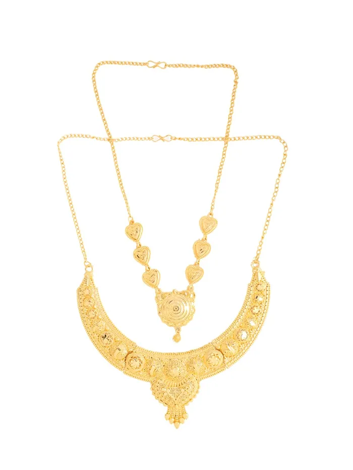 Yellow Chimes Bracelets Yellow Chimes Jewellery Set for Women and Girls One Gram Gold Jewellery Set for Women Gold Plated Bridal Choker Necklace Set Birthday Gift for Girls Women Anniversary Gift for Wife
