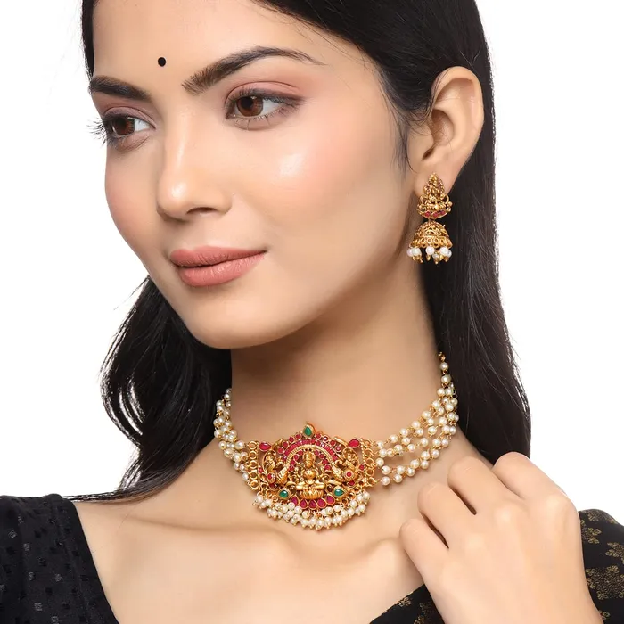 Yellow Chimes Bracelets Yellow Chimes Jewellery Set for Women Gold Plated Beads Drop Designed Bridal Choker Necklace Set for Women and Girls Style6 Yellow Chimes Bracelets Yellow Chimes Jewellery Set for Women Gold Plated Beads Drop Designed Bridal Choker Necklace Set for Women and Girls Style6
