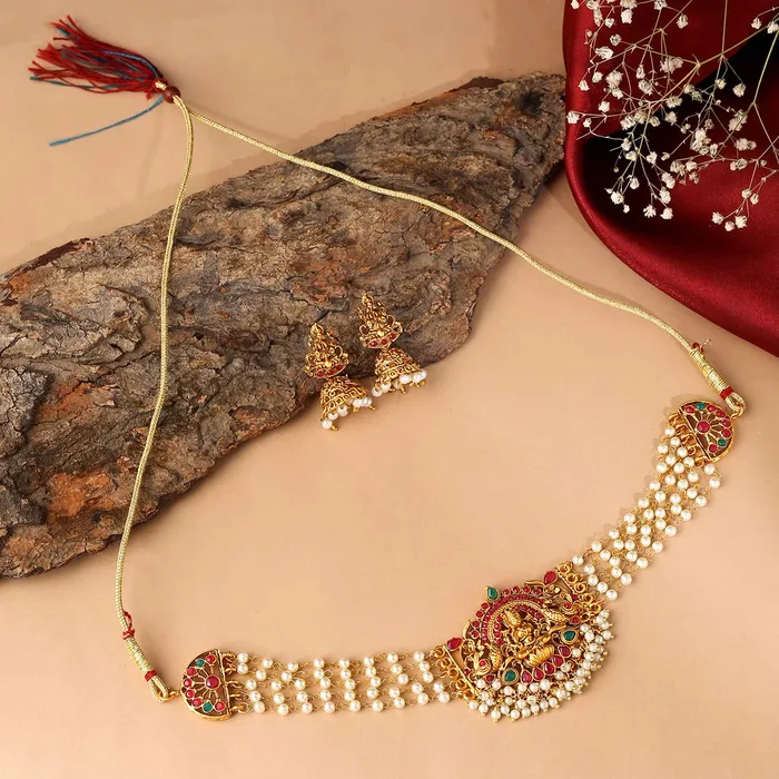 Yellow Chimes Bracelets Yellow Chimes Jewellery Set for Women Gold Plated Beads Drop Designed Bridal Choker Necklace Set for Women and Girls Style6 Yellow Chimes Bracelets Yellow Chimes Jewellery Set for Women Gold Plated Beads Drop Designed Bridal Choker Necklace Set for Women and Girls Style6