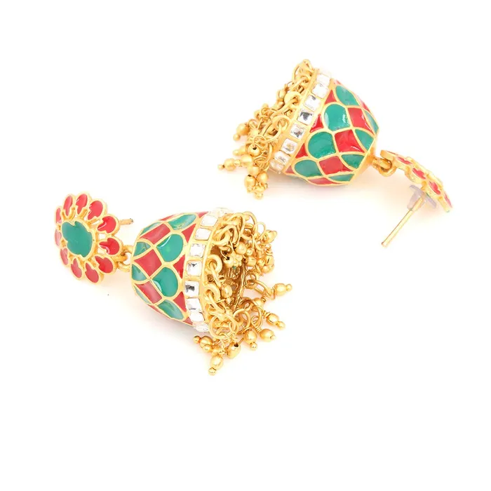 Yellow Chimes Bracelets Yellow Chimes Kundan Meenakari Jewellery Set Traditional Gold Plated Antique Designer Choker Necklace with Earrings for Women and Girls