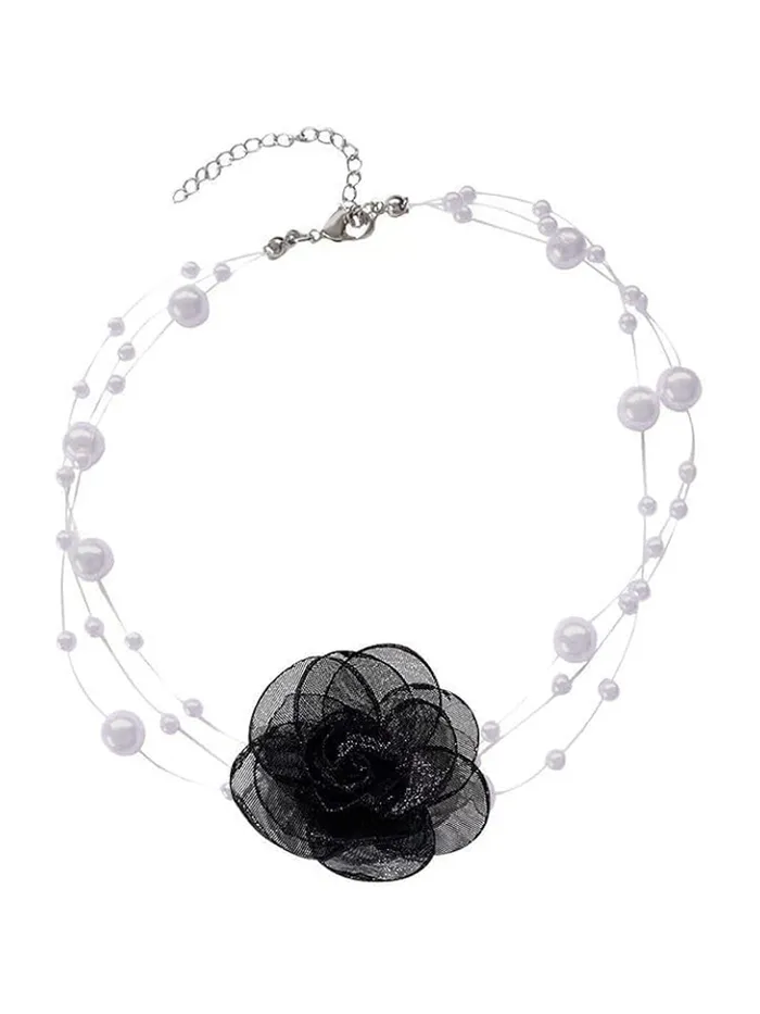 Yellow Chimes Choker Necklace Fashion White Pearl Accessory for Women One Size Elegant Floral Design Bracelets Yellow Chimes Choker Necklace Fashion White Pearl Accessory for Women One Size Elegant Floral Design Bracelets