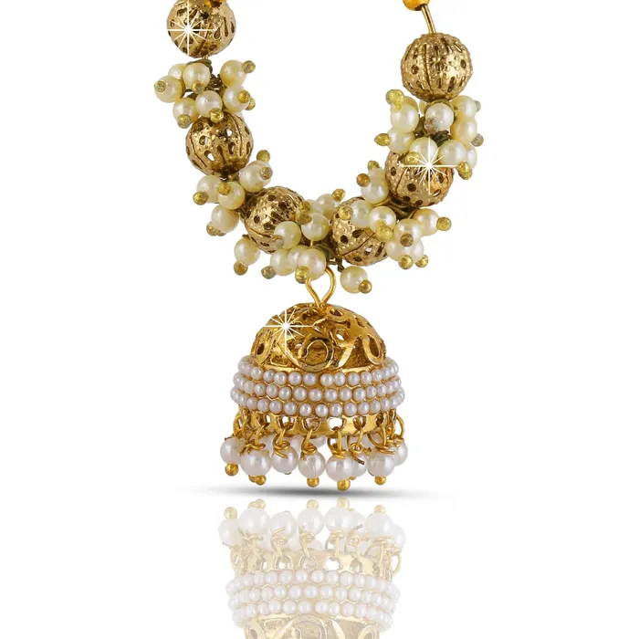 Yellow Chimes Classic Designer Traditional Golden Beads Pearl Hoops Jhumka Jhumki Bali Earrings for Women and Girls Yellow Chimes Bracelets