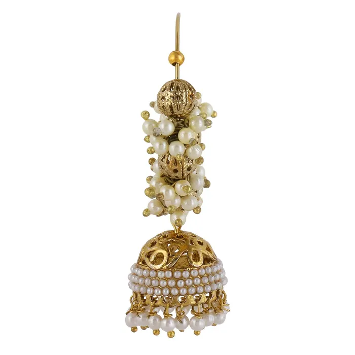 Yellow Chimes Classic Designer Traditional Golden Beads Pearl Hoops Jhumka Jhumki Bali Earrings for Women and Girls Yellow Chimes Bracelets