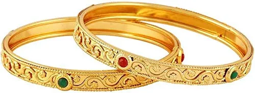 Yellow Chimes Classic Look 2 Pcs Bangle Set Gold Plated Traditional Ethnic Bangles for Women and Girls 28 Yellow Chimes PreStyled Sets Yellow Chimes Classic Look 2 Pcs Bangle Set Gold Plated Traditional Ethnic Bangles for Women and Girls 28 Yellow Chimes PreStyled Sets