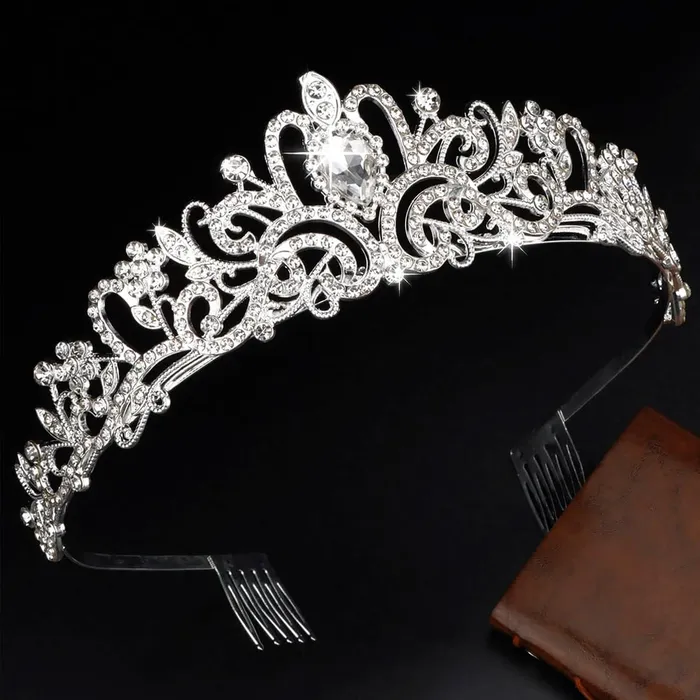 Yellow Chimes Crown for Women and Girls Crystal Crown for Women Silver Tone Crystal Studded Tiara Crown Birthday Gift for girls and women Anniversary Gift for Wife Yellow Chimes Bracelets