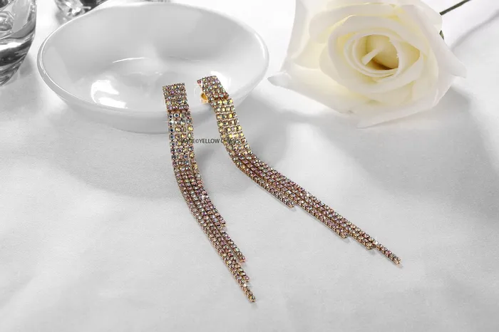 Yellow Chimes Crystals from Swarovski Glamouring Chandelier Crystal Earrings for Women and Girls Yellow Chimes Earrings