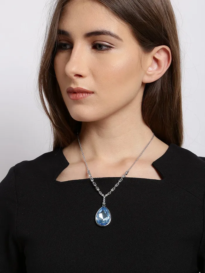 Yellow Chimes Crystals from Swarovski Meringue Blue Crystal Necklace Pendant for Women and Girls Yellow Chimes Earrings