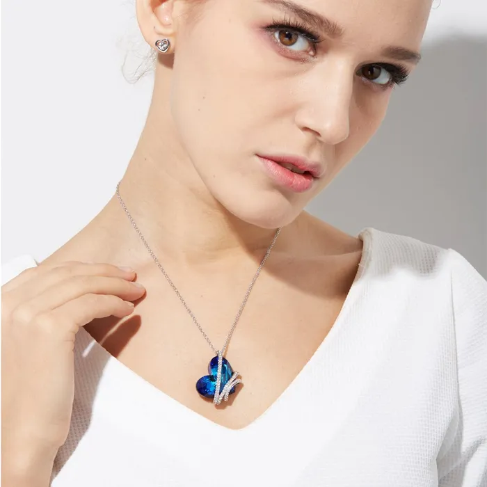 Yellow Chimes Crystals from Swarovski Mesmerising Heart of The Ocean Pendant for Women and Girls Yellow Chimes Rings