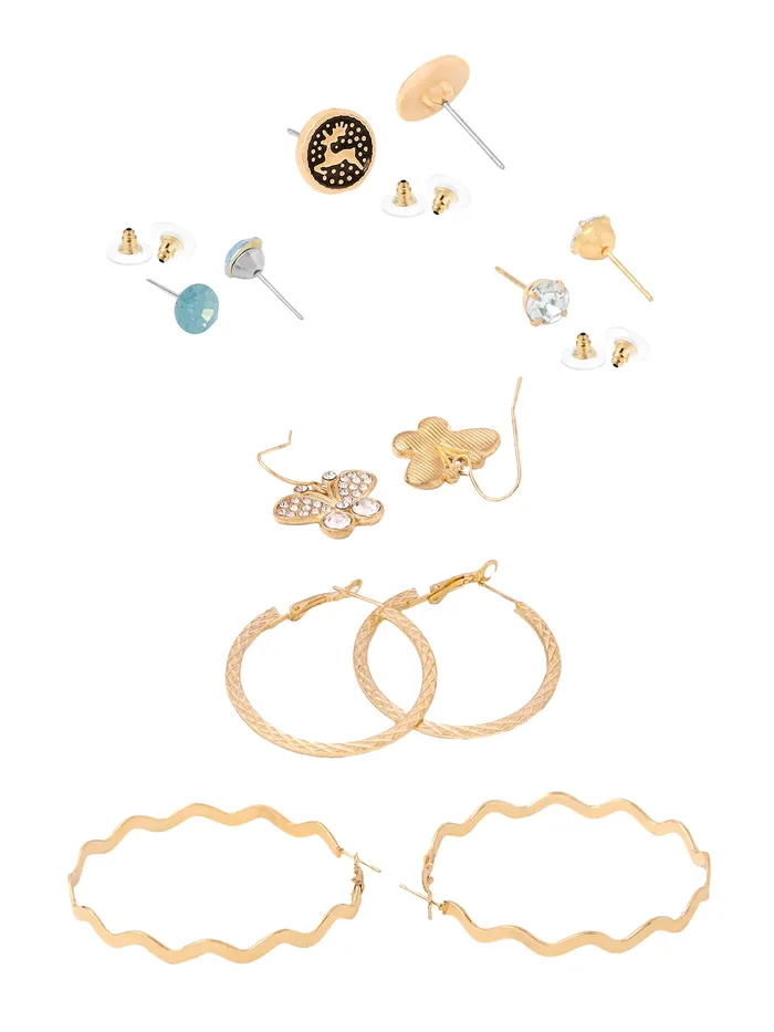 Yellow Chimes Earrings for Women and Girls Fashion Gold Pearls Studded Hoops Gold Plated Earring Set Western Earrings Combo Chic Reverie Birthday Anniversary Gift for Girls Women Design 7 Yellow Chimes Necklaces