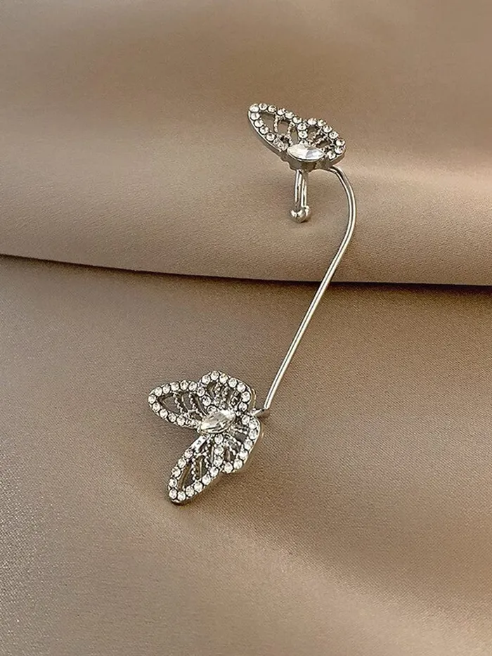 Yellow Chimes Earrings for Women and Girls Fashion Silver Ear Cuff Set Silver Tone Ear Cuff Butterfly Cartilage Ear Clips Set Birthday Gift for Girls and Women Anniversary Gift for Wife Yellow Chimes Necklaces