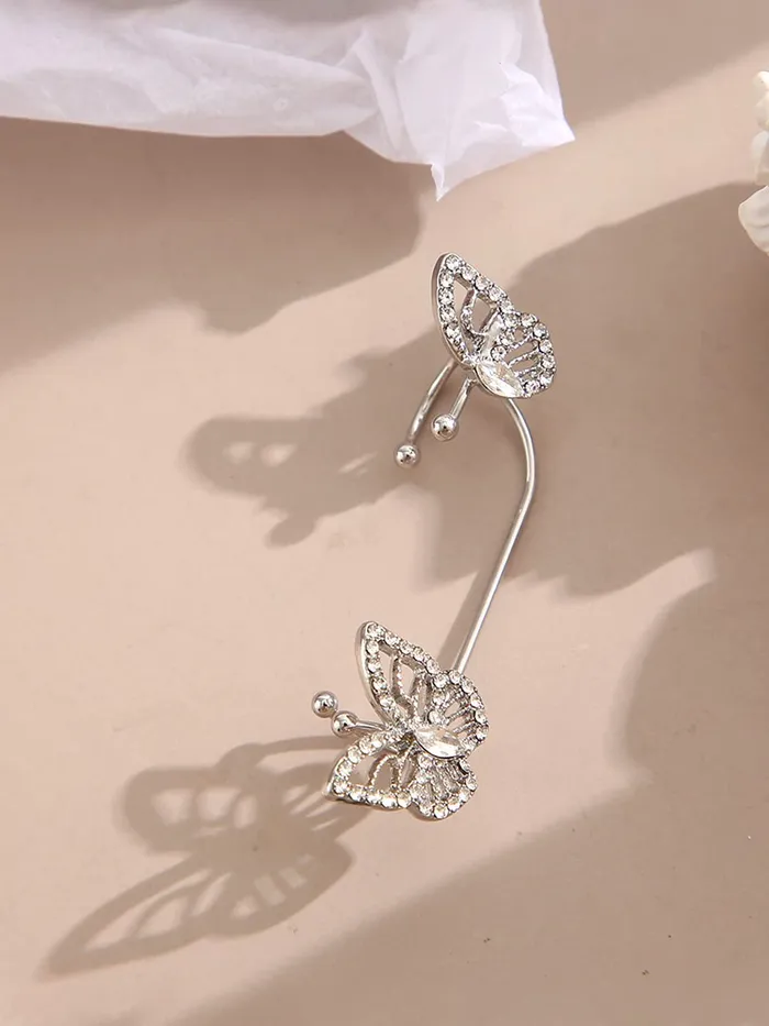 Yellow Chimes Earrings for Women and Girls Fashion Silver Ear Cuff Set Silver Tone Ear Cuff Butterfly Cartilage Ear Clips Set Birthday Gift for Girls and Women Anniversary Gift for Wife Yellow Chimes Necklaces