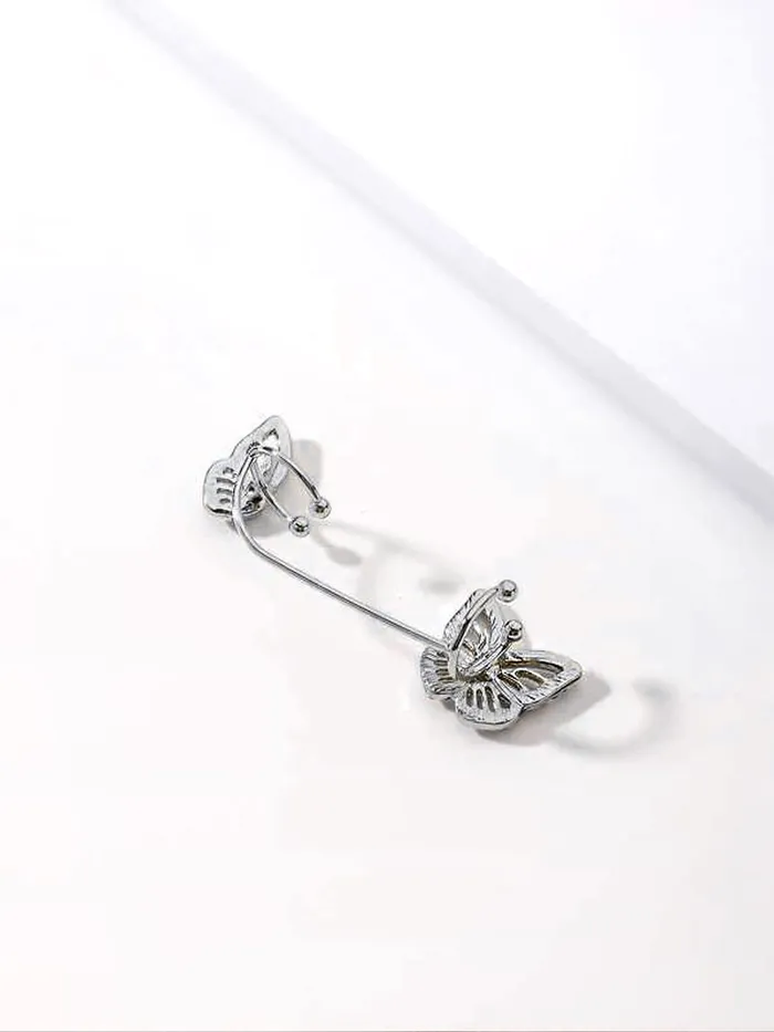 Yellow Chimes Earrings for Women and Girls Fashion Silver Ear Cuff Set Silver Tone Ear Cuff Butterfly Cartilage Ear Clips Set Birthday Gift for Girls and Women Anniversary Gift for Wife Yellow Chimes Necklaces