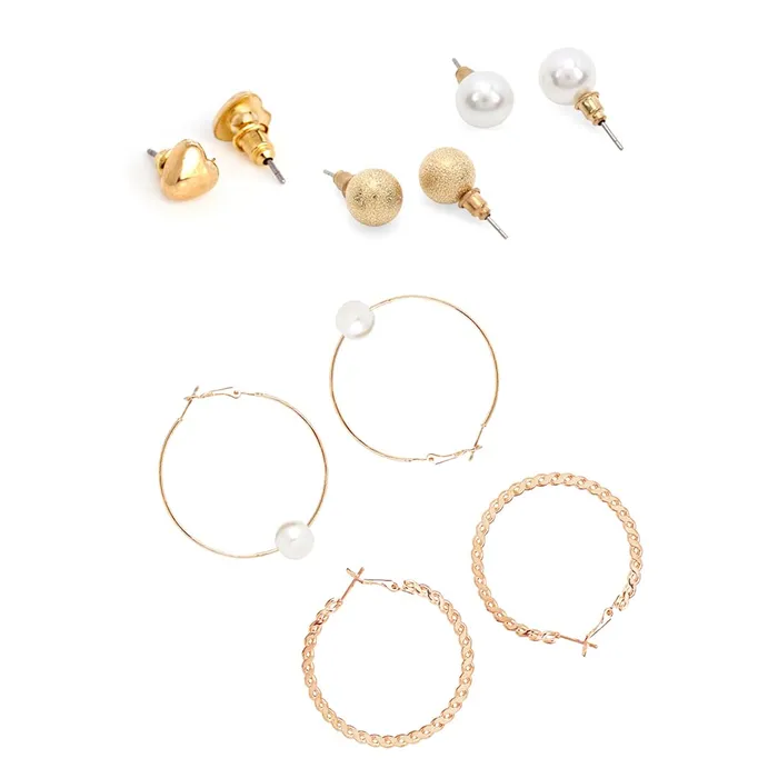Yellow Chimes Earrings for Women and Girls Fashion White Pearl Hoops Set Gold Plated Combo of 12 Pairs Stud Hoop Earring Set Birthday Gift for girls and women Anniversary Gift for Wife Yellow Chimes Necklaces