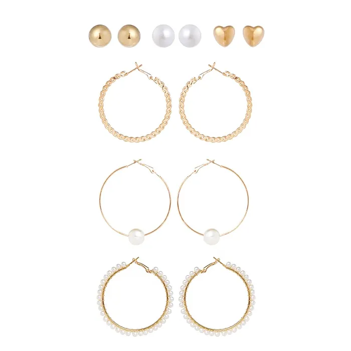 Yellow Chimes Earrings for Women and Girls Fashion White Pearl Hoops Set Gold Plated Combo of 12 Pairs Stud Hoop Earring Set Birthday Gift for girls and women Anniversary Gift for Wife Yellow Chimes Necklaces