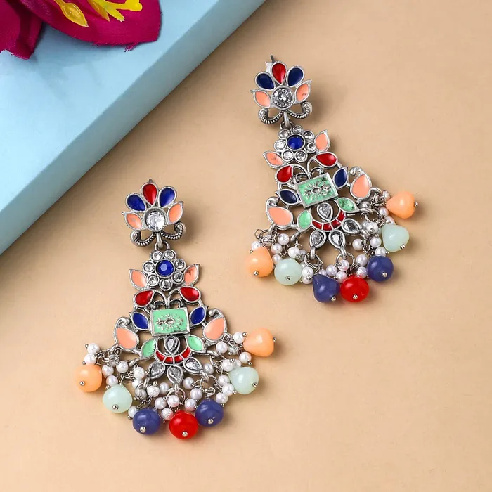 Yellow Chimes Earrings for Women and Girls Meenakari Chandbali Gold Plated Multicolor Meenakari Chandbali Earrings Birthday Gift for girls and women Anniversary Gift for Wife Yellow Chimes Necklaces