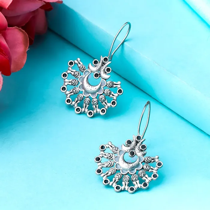 Yellow Chimes Earrings for Women and Girls Silver Oxidised Drop Silver Oxidised Drop Earrings Birthday Gift For girls and women Anniversary Gift for Wife Yellow Chimes Earrings