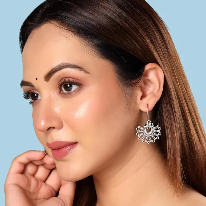 Yellow Chimes Earrings for Women and Girls Silver Oxidised Drop Silver Oxidised Drop Earrings Birthday Gift For girls and women Anniversary Gift for Wife Yellow Chimes Earrings