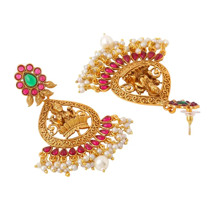 Yellow Chimes Earrings for Women and Girls Traditional Chandbali Earrings Gold Plated Beads Drop Temple Earrings Birthday Gift for girls and women Anniversary Gift for Wife Yellow Chimes Earrings