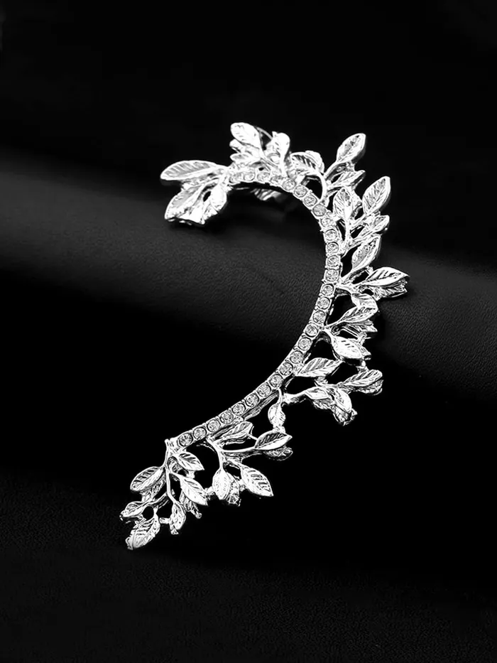 Yellow Chimes Earrings for Women Girls Fashion Silver Ear Cuff Silver Toned Leafy Shaped Single Clip On Ear Cuff Western Ear Cuffs Earrings Birthday Gift for Girls and Women Yellow Chimes Necklaces