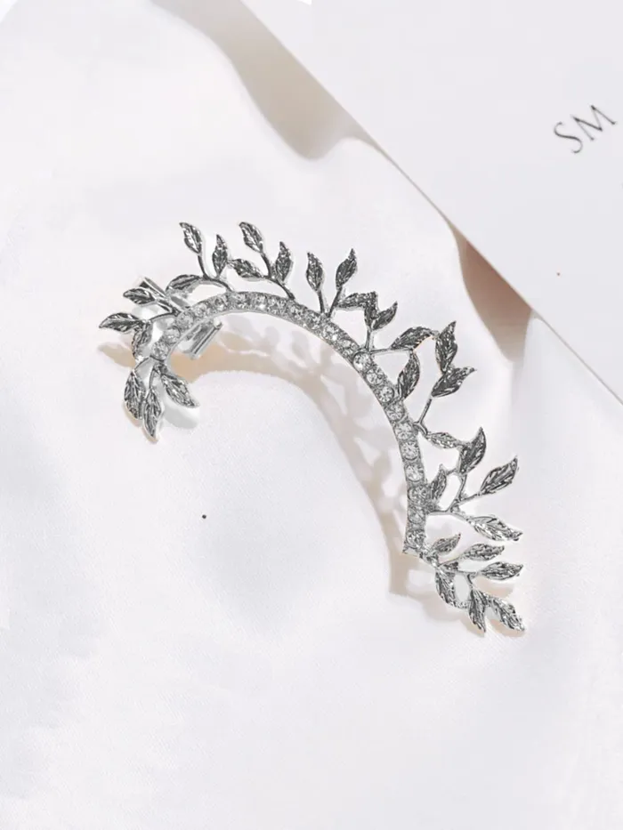 Yellow Chimes Earrings for Women Girls Fashion Silver Ear Cuff Silver Toned Leafy Shaped Single Clip On Ear Cuff Western Ear Cuffs Earrings Birthday Gift for Girls and Women Yellow Chimes Necklaces