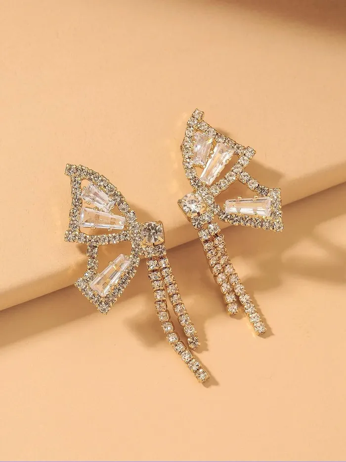 Yellow Chimes Earrings For Women Gold Tone Sparkling Crystal Studded Butterfly Shaped Chain Tassel Hanging Drop Earrings For Women and Girls Yellow Chimes Bracelets
