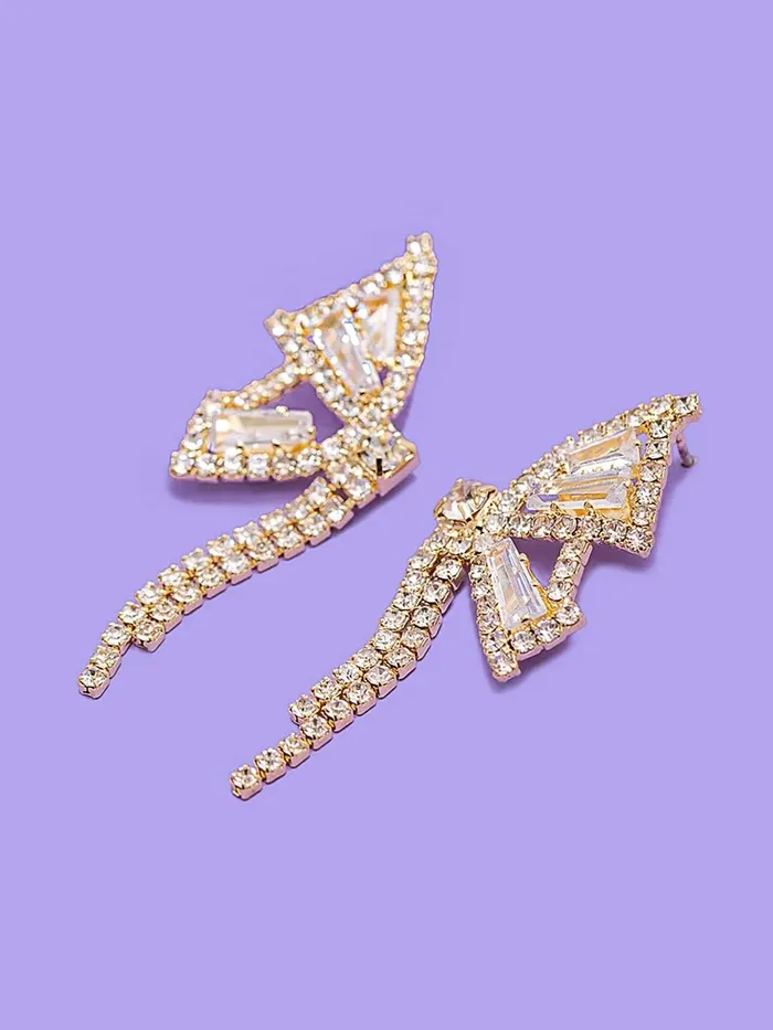 Yellow Chimes Earrings For Women Gold Tone Sparkling Crystal Studded Butterfly Shaped Chain Tassel Hanging Drop Earrings For Women and Girls Yellow Chimes Bracelets