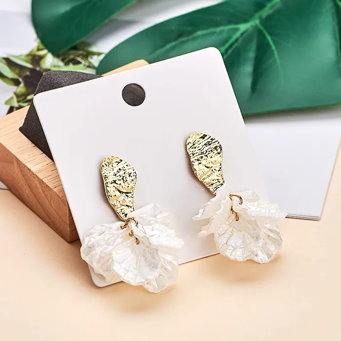 Yellow Chimes Earrings For Women White color Floral Shaped Pearl Drop Earrings For Women and Girls Yellow Chimes Necklaces