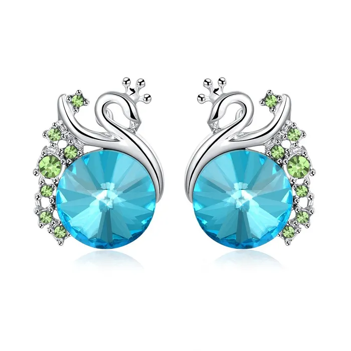 Yellow Chimes Earrings Yellow Chimes A5 Grade Blue Crystal Platinum Plated Swan Studs Earrings for Women Girls Yellow Chimes Earrings Yellow Chimes A5 Grade Blue Crystal Platinum Plated Swan Studs Earrings for Women Girls