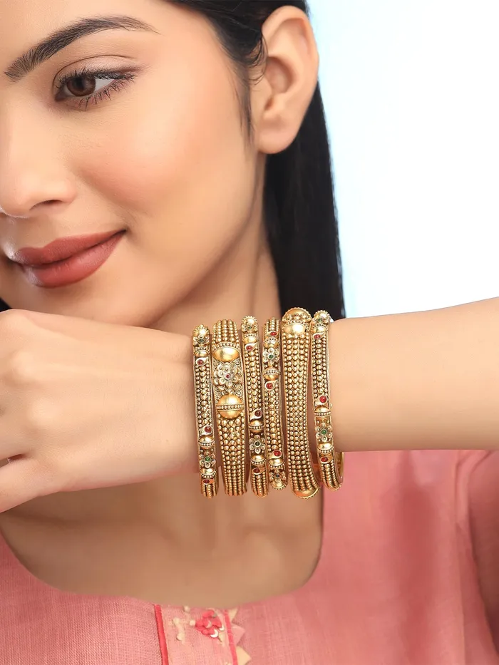 Yellow Chimes Earrings Yellow Chimes Bangles for Women Girls Womens Golden Traditional Bangles Set Ethnic Gold Plated 2 4 Pcs Bangles Hand Accessories for Women Birthday Anniversary Gift for Wife BG 20 26