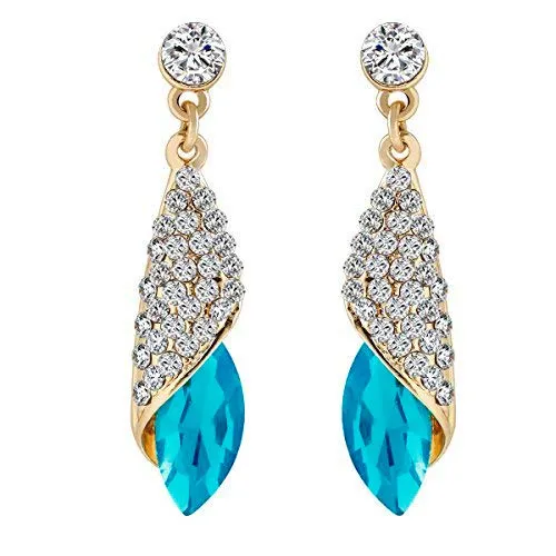 Yellow Chimes Earrings Yellow Chimes Blue Crystal Gold Plated Drop Earrings for Women Yellow Chimes Earrings Yellow Chimes Blue Crystal Gold Plated Drop Earrings for Women