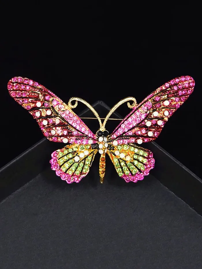Yellow Chimes Earrings Yellow Chimes Brooch for Women Butterfly Shaped Brooch Fashionable Brooch for Girls and Women Pink