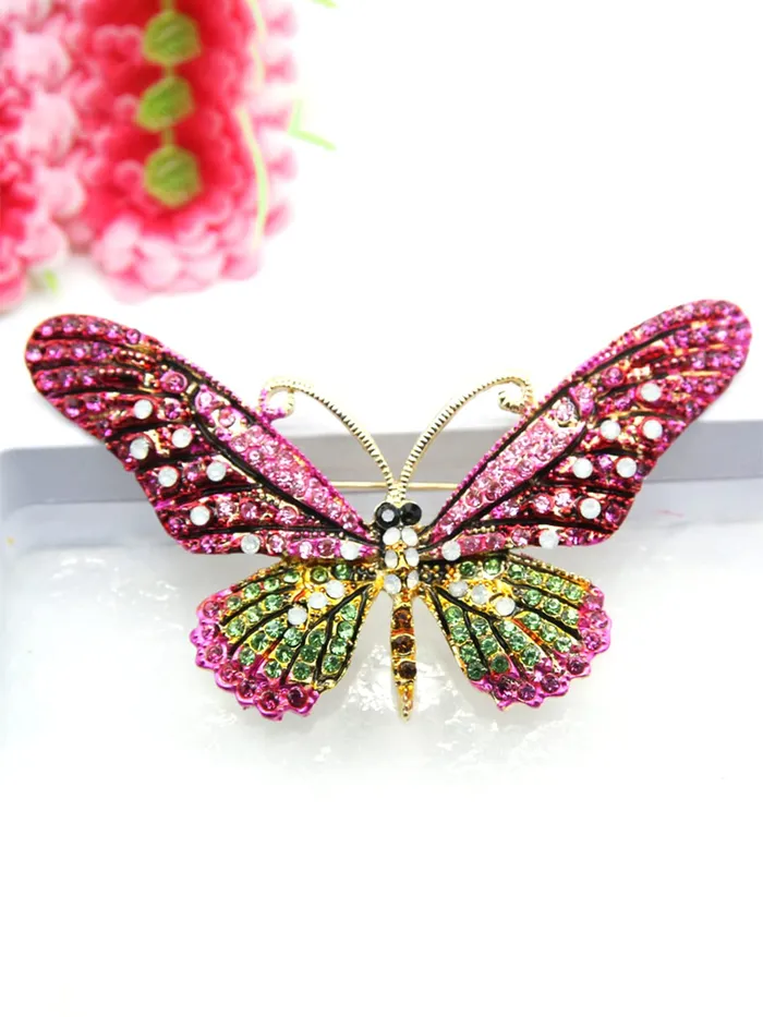 Yellow Chimes Earrings Yellow Chimes Brooch for Women Butterfly Shaped Brooch Fashionable Brooch for Girls and Women Pink