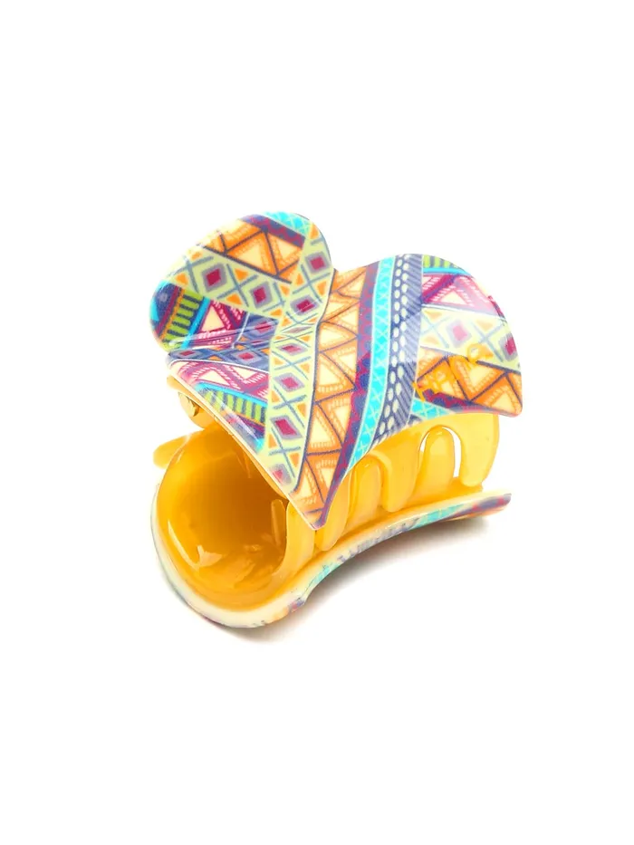 Yellow Chimes Earrings Yellow Chimes Combo of 6 pcs Unique Collection Daily Use Printed Honey Plastic MediumSize Soft Touch Hair Clips for Women and Girls Hair Accessories Pack of 6