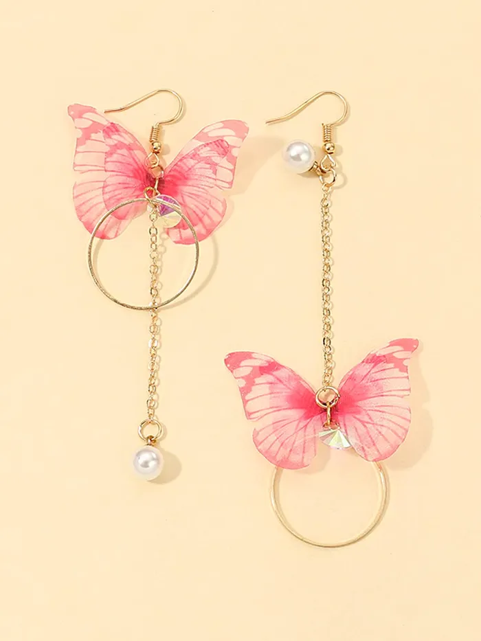Yellow Chimes Earrings Yellow Chimes Danglers Earrings for Women Pink Earrings for Girls Fashion Women Earrings Butterfly Shaped Long Chain Dangler Earrings Birthday Gift For Girls Anniversary Gift for Wife