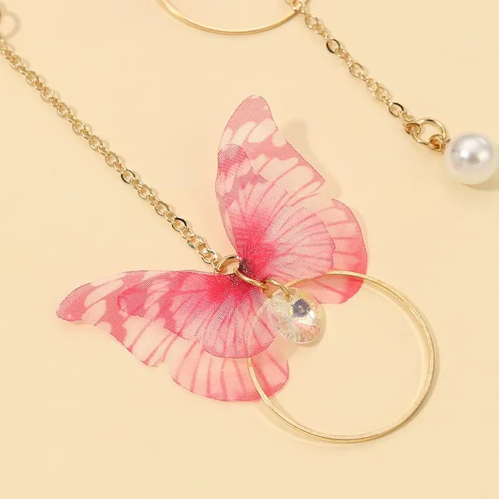 Yellow Chimes Earrings Yellow Chimes Danglers Earrings for Women Pink Earrings for Girls Fashion Women Earrings Butterfly Shaped Long Chain Dangler Earrings Birthday Gift For Girls Anniversary Gift for Wife