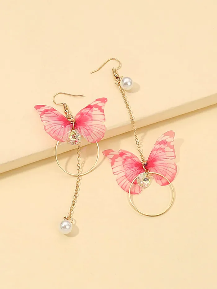 Yellow Chimes Earrings Yellow Chimes Danglers Earrings for Women Pink Earrings for Girls Fashion Women Earrings Butterfly Shaped Long Chain Dangler Earrings Birthday Gift For Girls Anniversary Gift for Wife